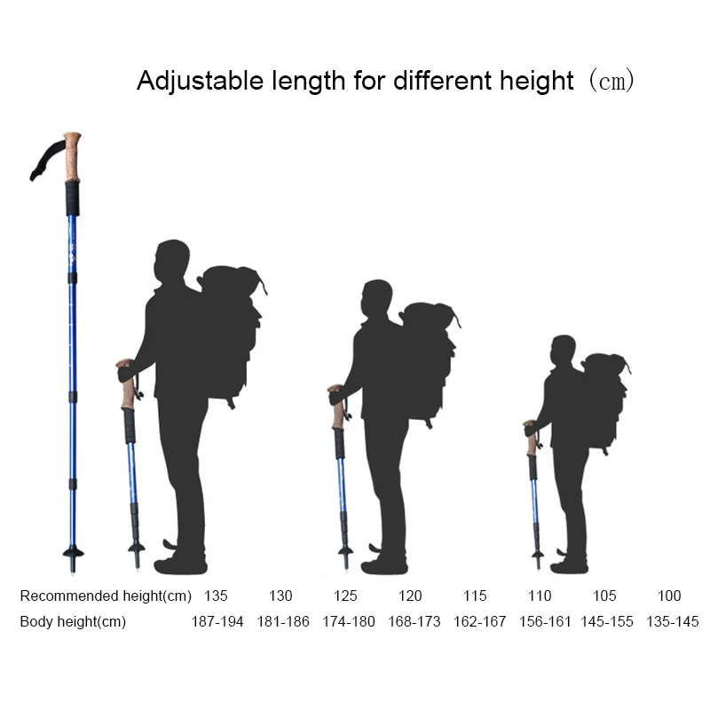 Pólos de Caminhada Lote Nordic Ajustável Trekking Telescópica Escandinavo Varas Anti Choque Caminhadas Vara 2 Pçs - 2 2 pçs lote nordic pólos de caminhada