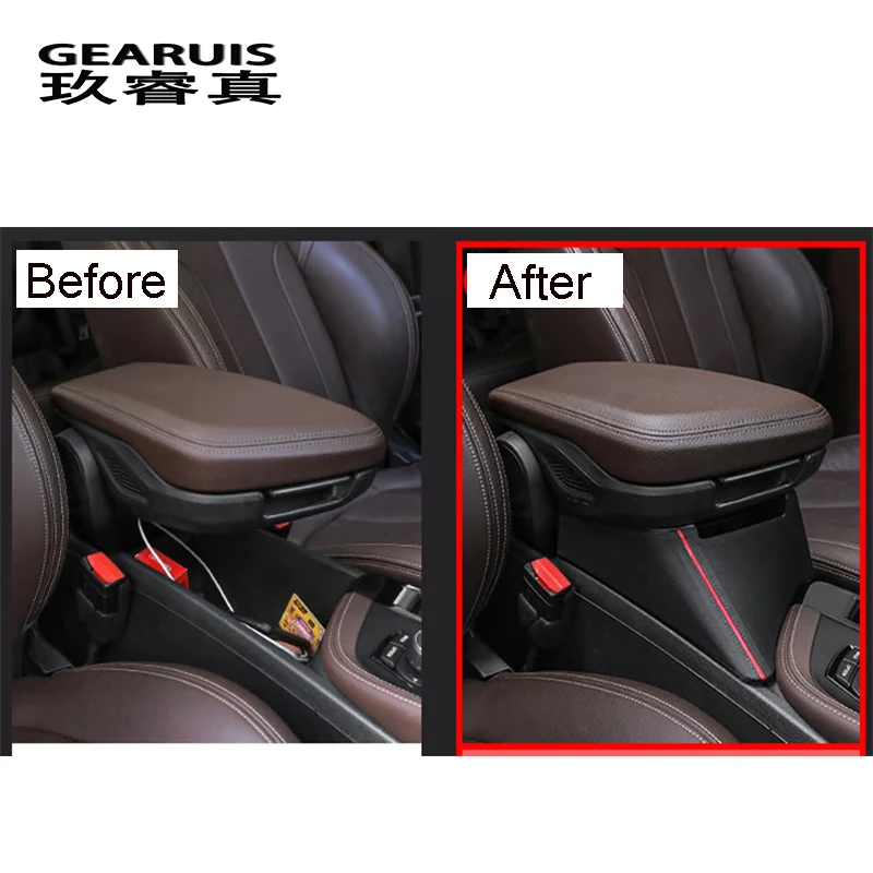 Car styling Auto central storage box armrest remoulded glove cover decoration Sticker For BMW X1 F48 X2 F47 Interior Accessories