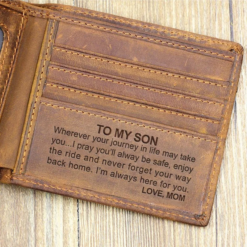 "TO MY Son"-Custom Leather Wallet,Engraved Minimalist Gifts for men on Birthday,Graduation,Christmas Day Drop Shipping - Цвет: WCR7