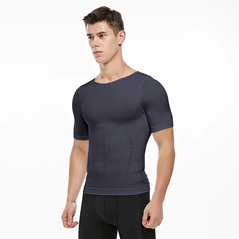 Мужская похудения Body Shaper MaleCompression груди рубашки для потери веса в области живота, приспособление для формирования футболки животик Управление Корректирующее белье корсет с функцией тренажера талии - Цвет: Небесно-голубой
