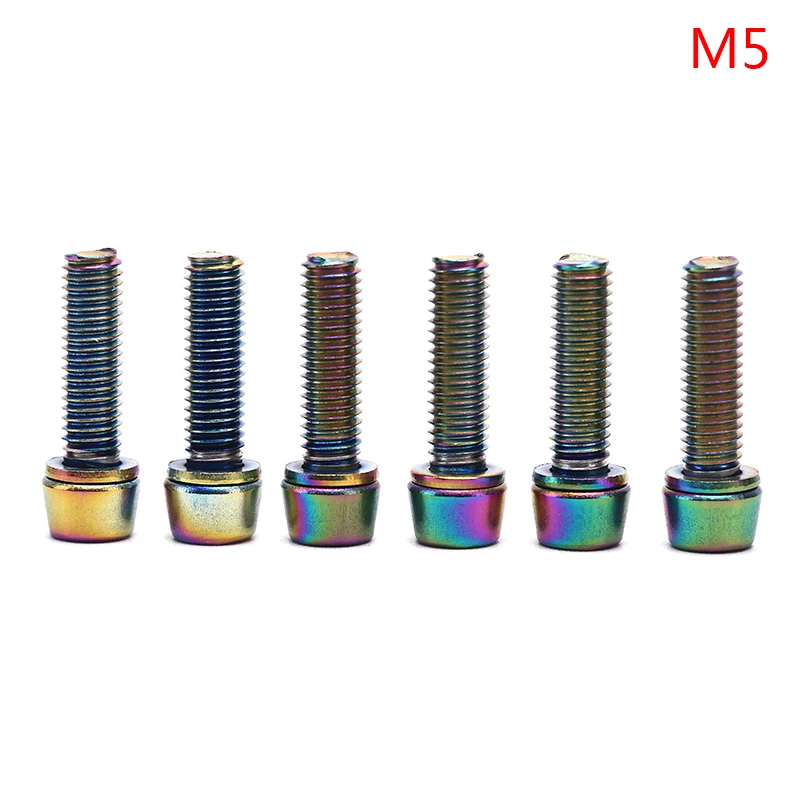 M5X18MM rainbow 6 шт. велосипедный винт для руля с титановым покрытием Радужный Горный Руль для велосипеда M5* 18 мм M6* 18 мм 304 винт из нержавеющей стали - Цвет: M5X18MM rainbow