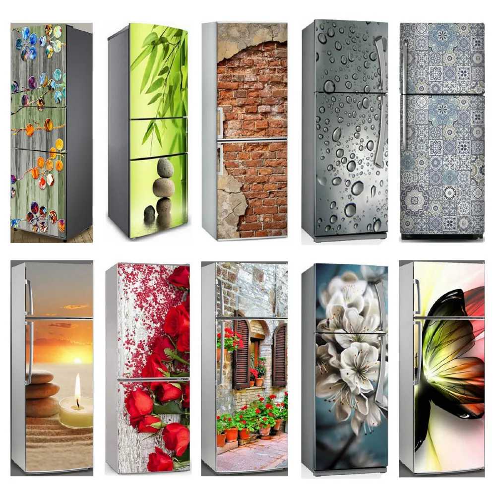 

3d Door Sticker Print Art Rose Butterfly Self Adhesive Renew Dishwasher Fridge Home Decor Poster Waterproof Wallpaper Picture