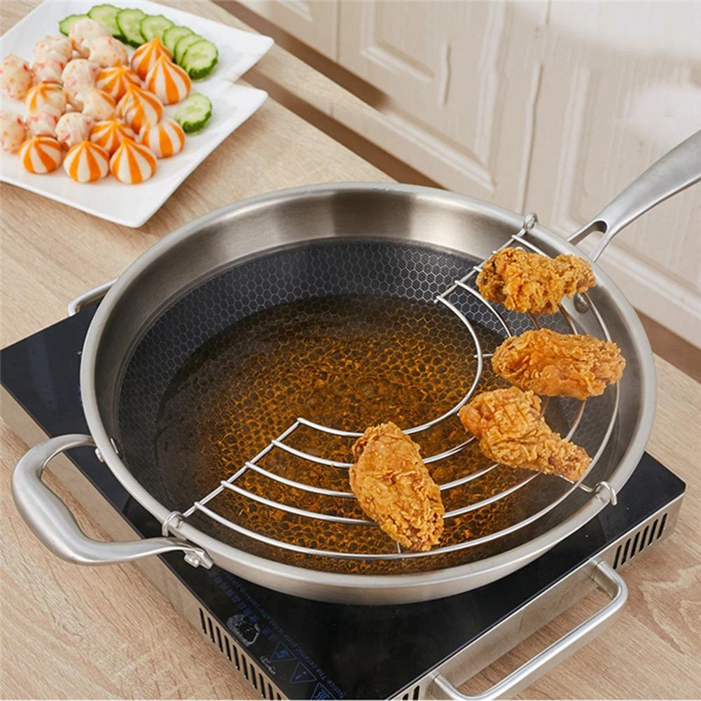 Multifunctional Stainless Steel Oil Draining Rack Pot Steamer Frying