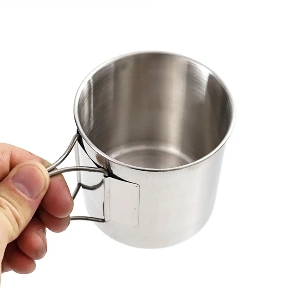  4PCS/Set Stainless Steel Camping Cup With Handle Reusable Eco-Friendly Cup For Travel Portable Ligh