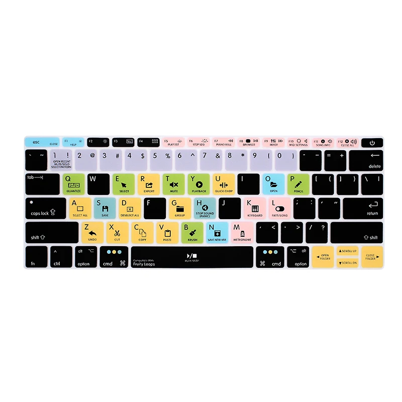 Силиконовый чехол для клавиатуры HRH Ableton Macbook Retina 12 A1534 Pro CC Final Cut X Avid Tools US|Чехлы