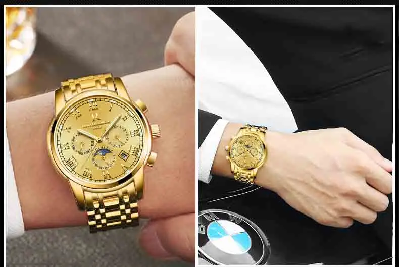 Мужские полностью автоматический механизм часы полые модные стальные часы с браслетом мужские светящиеся водонепроницаемые наручные