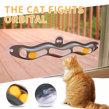 

Pets Cat Toys Interactive Track Ball Toy Cat Practical Window Suction Cup Track Ball Pet Accessories Ball Cat Tennis Sucker Toy