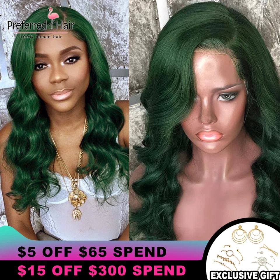 Preferred-Dark-Green-Wig-Remy-Brazilian-Loose-Wave-13x6-Lace-Front-Wig-Preplucked-Lace-Front-Human