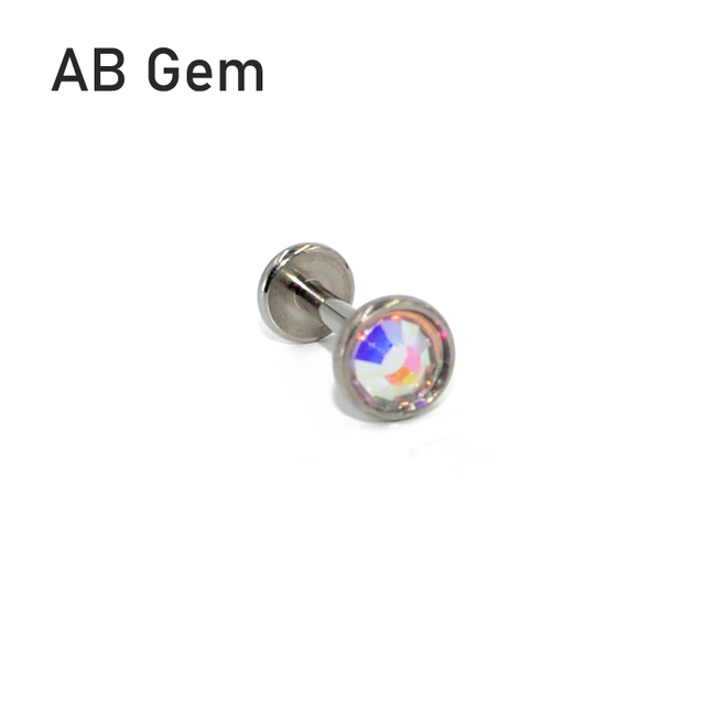 G23 Titanium Flat CZ Gem Internally Threaded Labret Stud Ear Tragus Cartilage Helix Earring Fashion Body Piercing Jewelry