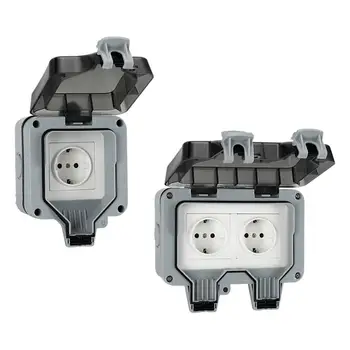 

Outdoor Socket Waterproof Durable Wall Power Socket Industrial Socket Electrical Outlet for Gardens Workshops Terraces 110~250V