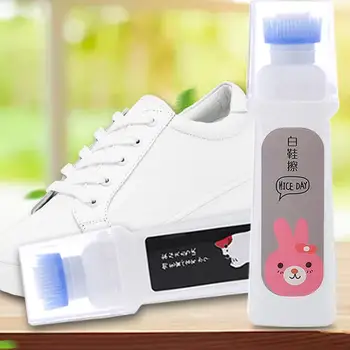 

100ml White Shoes Sneakers Whitener Cleaner Detergent Brush Dirt Stains Remover
