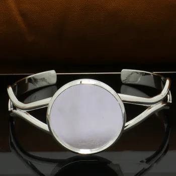 

Silver Color Bracelet Bangle Cabochons Base Bezel Trays Fit 25mm Glass Cabochon Cameo DIY Bracelet Fashion Jewelry Finding