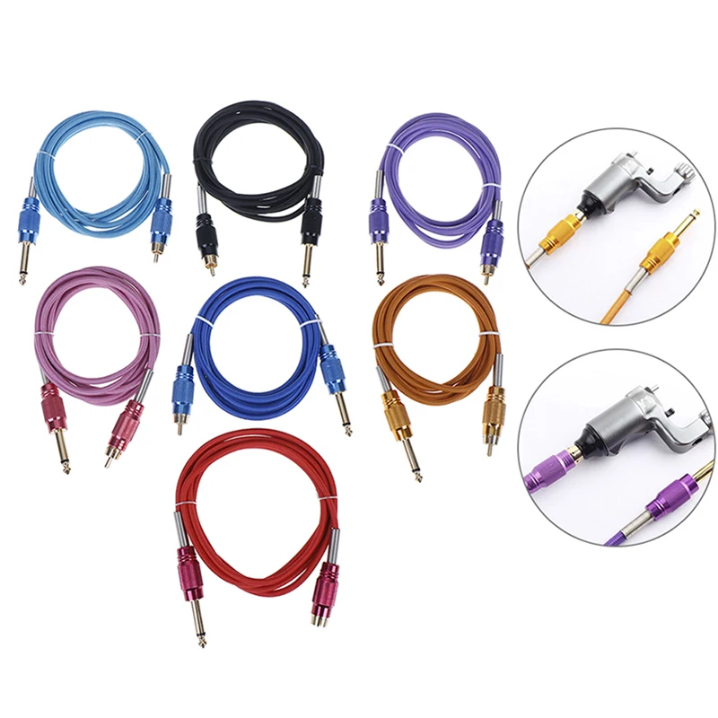 1.8M Silicone Braided Tattoo Machine Clip Cord Cable Tattoo Gun Soft Copper Wire Tattoo Power Supply Tool Accessory 7 Colour