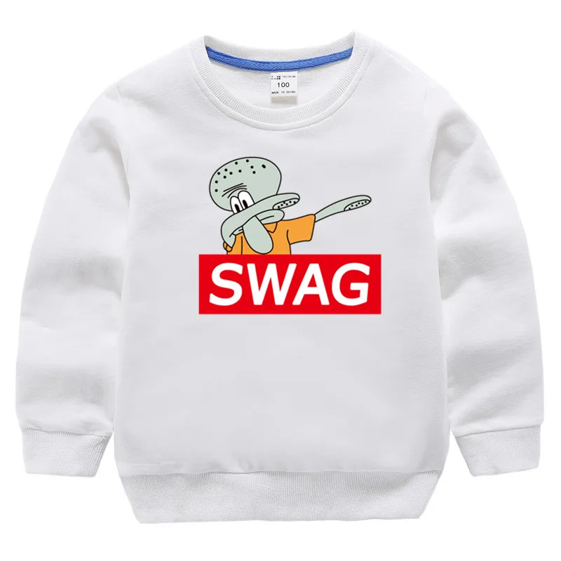 T8-white Детские хлопковые толстовки с капюшоном в стиле хип-хоп с принтом Swag детский хлопковый пуловер для девочек топы для маленьких мальчиков, Осенняя детская толстовка - Цвет: T8-white