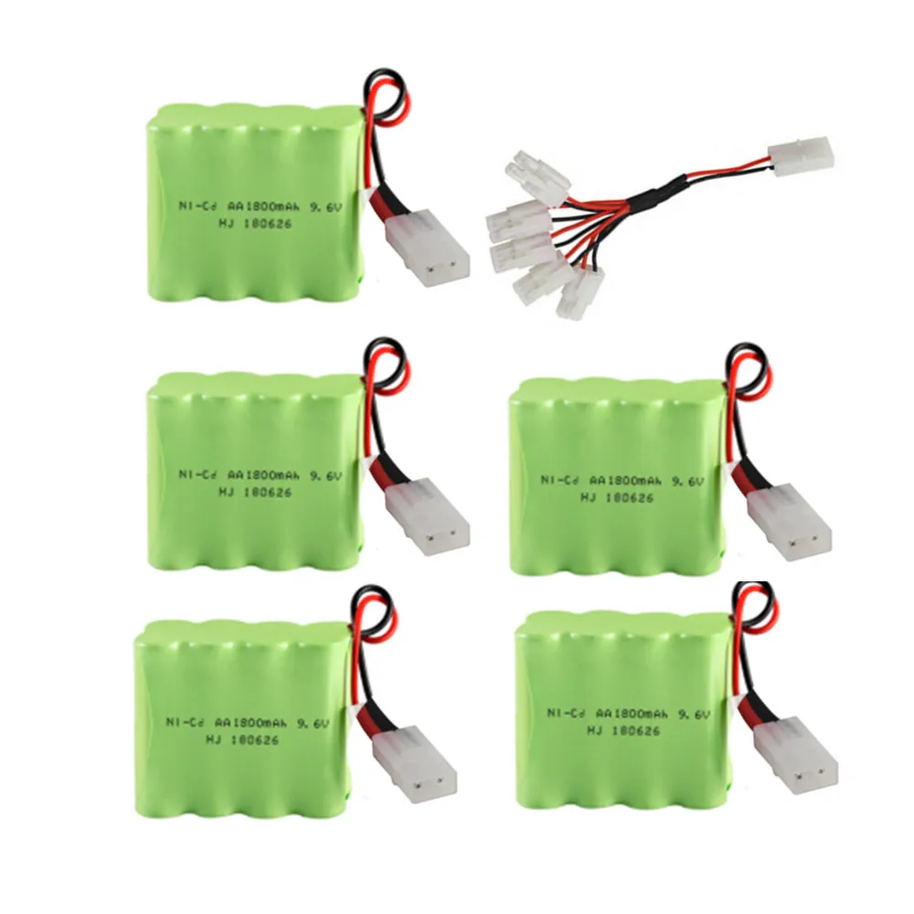 9.6V 1800Mah Nicd Batteria Ricaricabile + 9.6V Charger Set Per Rc Auto Giocattolo Robot Barca Serbatoio Pistola Treno Ni-Cd Aa 9.6V Battery Pack