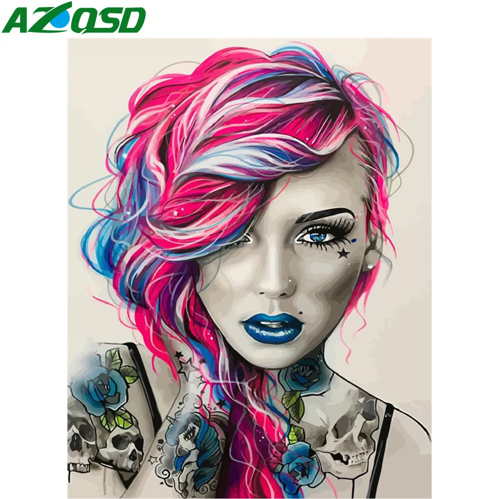 Azqsd Diy Paint By Number Woman Acrylic Frame Modern Wall Art Oil