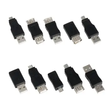 

10pcs OTG 5 pin F/M mini changer adapter converter USB male to female micro USB