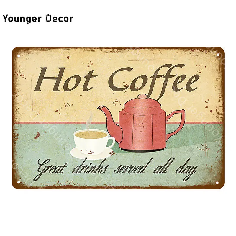 Fresh Brewed Coffee Metal Signs Loyns Tea Mocha Poster For Bar Pub Restaurant Home Cafe Shop Decor Vintage Wall Plaque YI-145