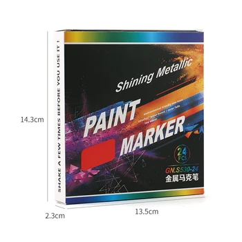 

GN 24Colors 0.7-2.0mm Metallic Marker Pens Acrylic Paints For DIY Graffiti Waterproof Ceramic Rock Glass School Stationery