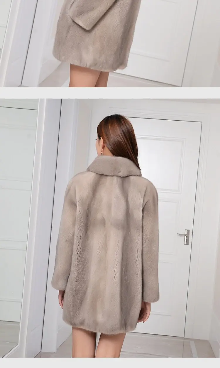 inverno новая полностью из норки шуба longa seque das mulheres Da Moda simples Pao duplo gola de vison casaco de pele casaco