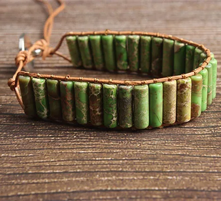 LanLi натуральный ювелирный цилиндр Зеленый Императорский камень вязаный браслет для мужчин и женщин Подарки и самоиспользование