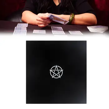 

50*50CM Altar Tarot Black Cloth Five-pointed Star Flocking Soft Tablecloth For Enthusiasts Psychological Counselors Magicians