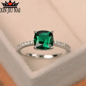 

Engagement Wedding Multicolor Large Square Stone Crystal Silver Valentine's Day Gift Zircon Luxury Inlay Stone Lady Ring