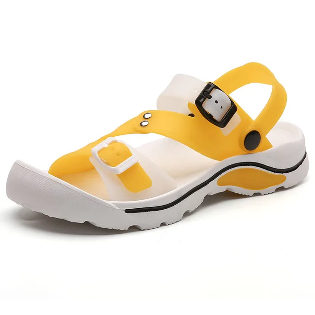 2021 Fashion Women Sandals Beach Shoes Summer New Designer Casual Slippers Ladies Platform Breathable Zapatos Casuales De Mujer White Yellow G-111