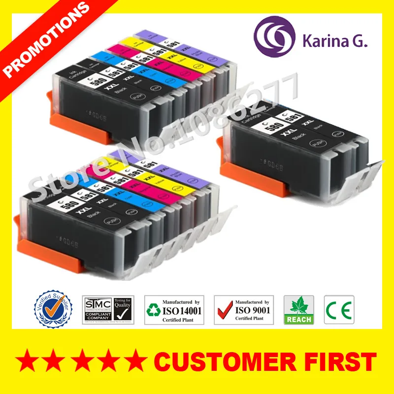 Совместим с Canon PGI580 CLI581 PGI-580 CLI-581 чернильный картридж для принтера Canon принтерам PIXMA TS8150 TS8151 TS8152 TS9150 TS9155 и т. Д - Цвет: See figure