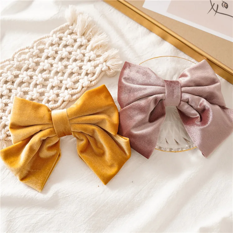 Новые винтажные большие бархатные заколки-пряжки, заколки для волос, ручная работа, твердые банты, французские заколки, лучший подарок для девушек, 5 цветов
