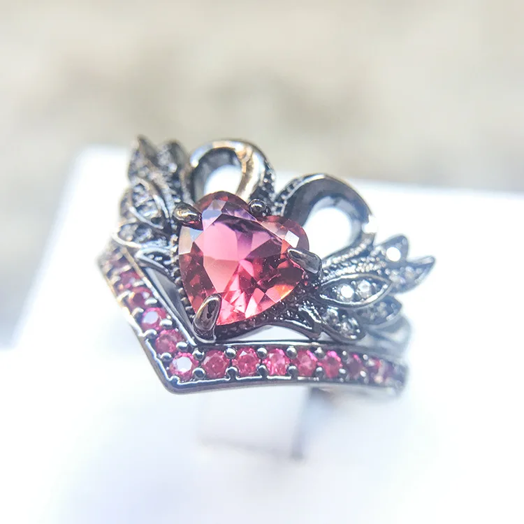 

925 anillos silver personalized Black Swan Zircon Wedding Love Rings for Women Red Heart ruby Ring Fashion Gothic punk Jewelry