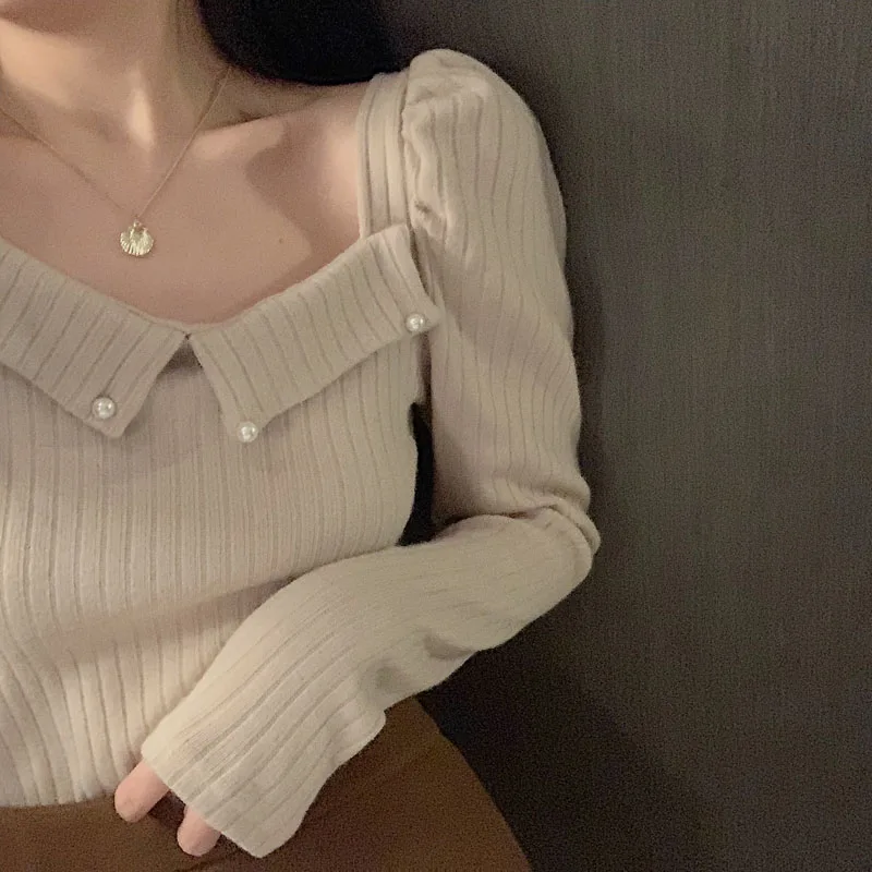 WHITNEY WANG футболка Весенняя мода уличная винтажный буф рукав квадратный воротник тонкая футболка женская футболка Топ женские тройники