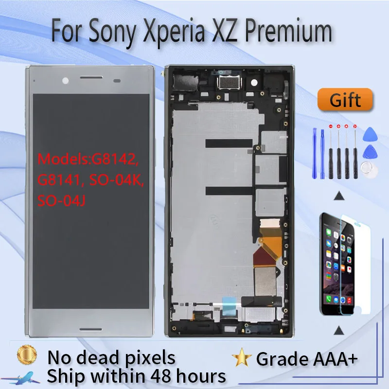 For Sony Xperia XZ Premium LCD screen assembly with front case touch glass With repair parts Display Black Silver Pink OEM | Мобильные