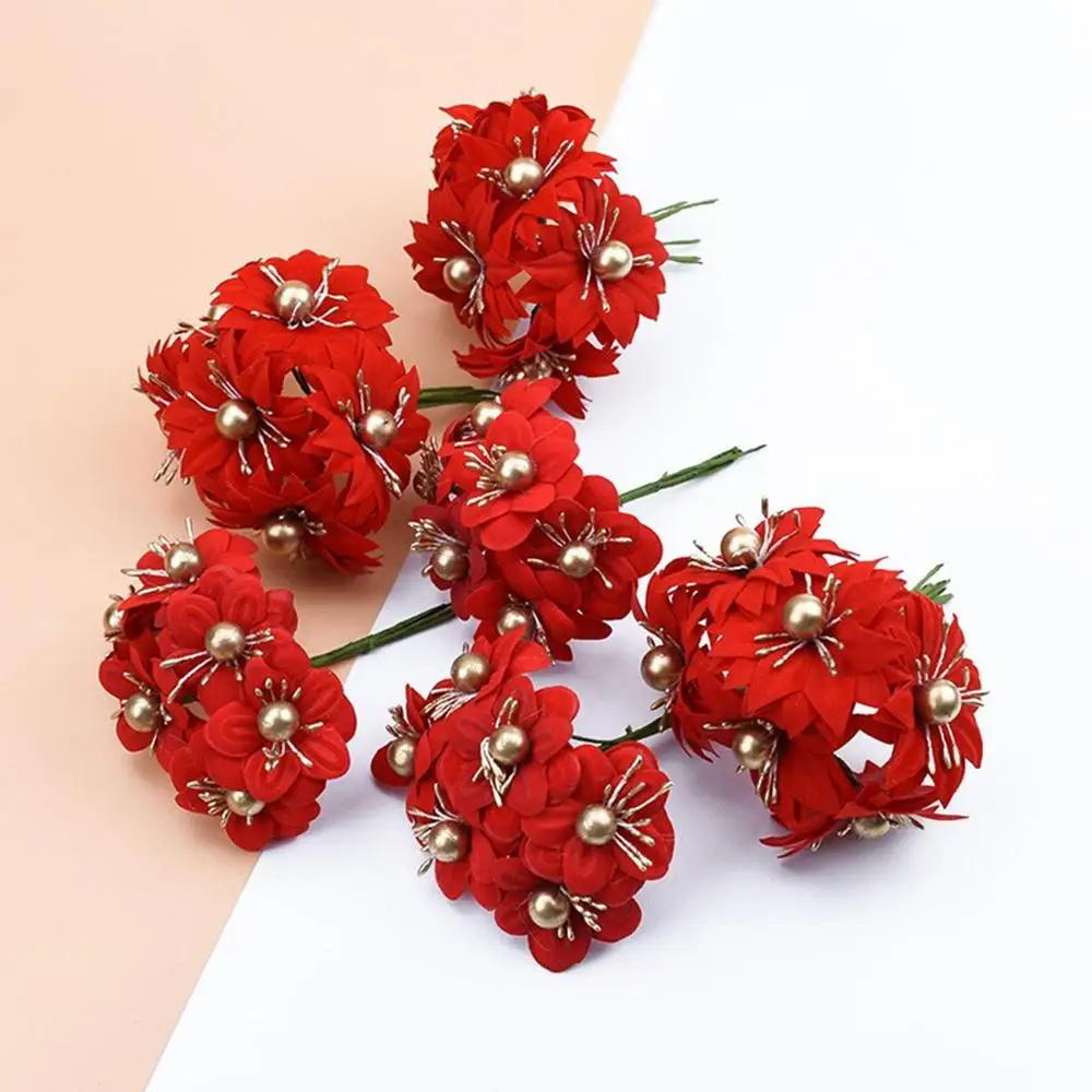 6 шт. Искусственные цветы сделай сам Рождественские для скрапбукинга