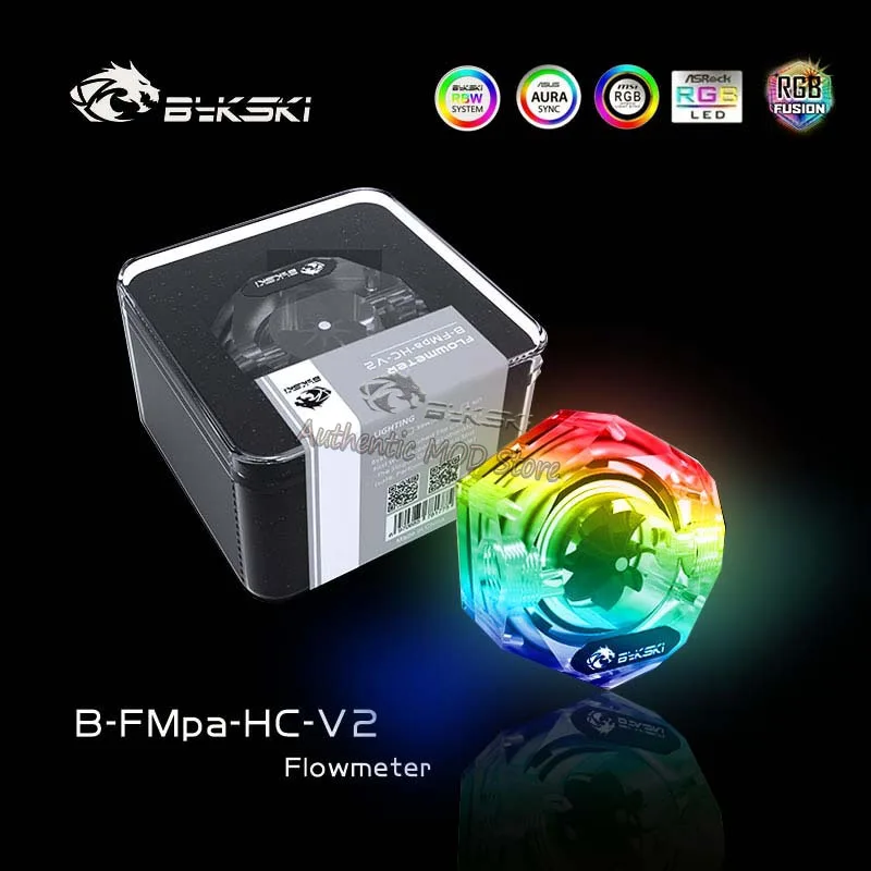 Bykski B-FMpa-HC-V2 RGB прозрачный акриловый шестигранный ПК расходомер водяного