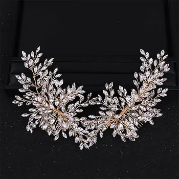 

Women Birde Noiva Wedding Party Veil Hair Combs Gold/Silver Color Shining Crystal Hair Bands Headpieces Hair Jewelry Decorations