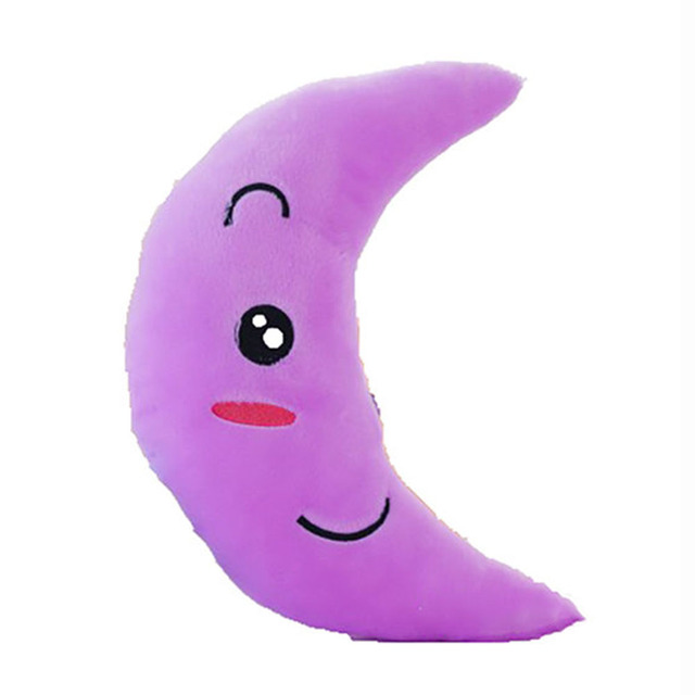 38CM Colorful Moon Shape Plush Toys Luminous Glowing LED Light Pillow Soft  Kawaii Stuffed Lovely Kids Toy Birthday Gift