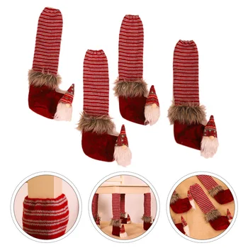 

4pcs Christmas Chair Leg Covers Table Leg Covers Stripes Covers for Party