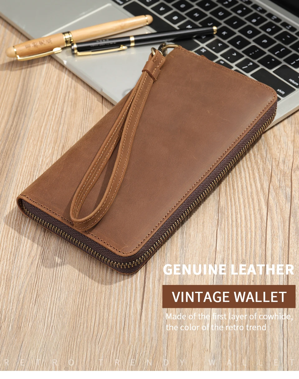 card holders mens models Color : Coffee gift top layer cowhide Wallet leather long section designer bags wallet