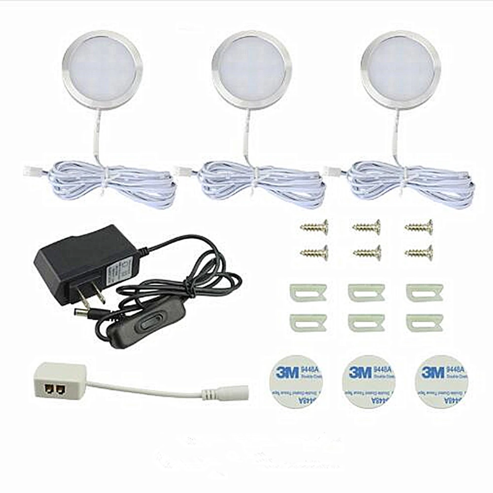 Under Cabinet Lights LED Puck Light Kitchen Round 12V Counter Shelf LED Closet Cupboard Showcase Drawer Wardrobe Indoor Lighting