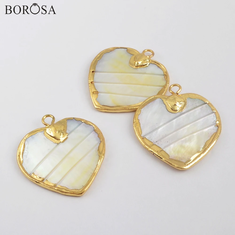 Ювелирные изделия BOROSA 10 шт. оптовая продажа позолоченное сердце натуральный