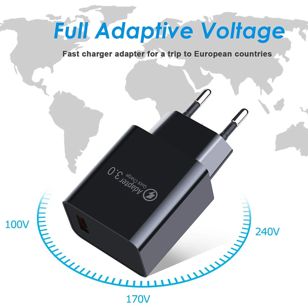 Usb зарядное устройство Quick Charge 3,0 18 Вт США ЕС Великобритания вилка настенное мобильное быстрое зарядное устройство для Iphone X 8 7 samsung Xiaomi huawei Qc3.0 Быстрая зарядка