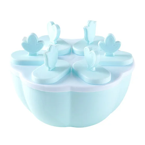 Blue flower shape DIY Пластиковые эскимо формы лоток форма для крема поднос для льда леденец Мороженое Поп формы для выпечки формы для мороженого инструменты для приготовления пищи - Цвет: Blue flower shape