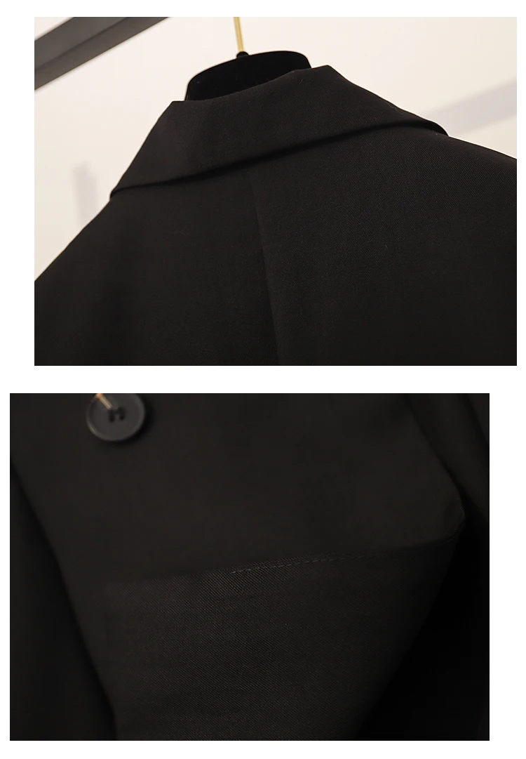 Плюс размер 4XL свободный двубортный женский черный блейзер карманы куртка Женский Ретро-костюмы Пальто Feminino OL блейзеры верхняя одежда WB30