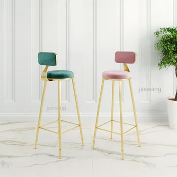 

Fashion Nordic Minimalist Golden Bar Chair Backrest Customized High Stool Stool Front Dining Room Leisure Chair