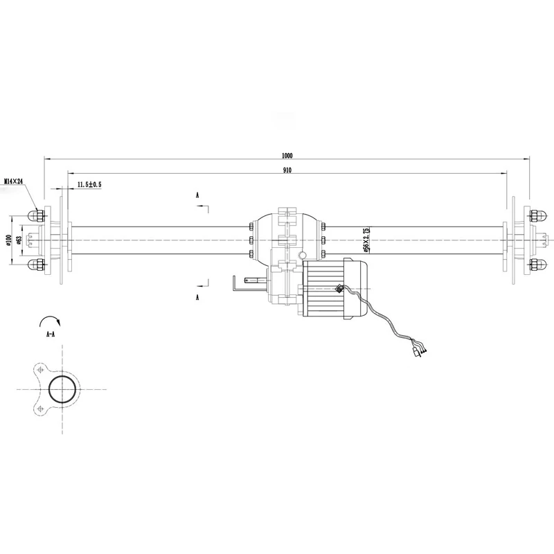 Best 48V 60V 72V 500W 650W 800W 1000W 1200W Electric Rear Axle Motor 3-Wheel Cargo Engine Electric Rickshaw DC Brushless Motor 100CM 1