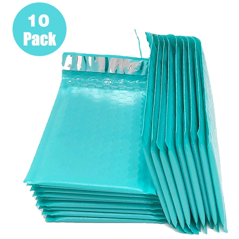 10 шт. #000 4x8 дюймов Teal Poly Bubble Mailer стеганый конверт Самоуплотняющаяся сумка для