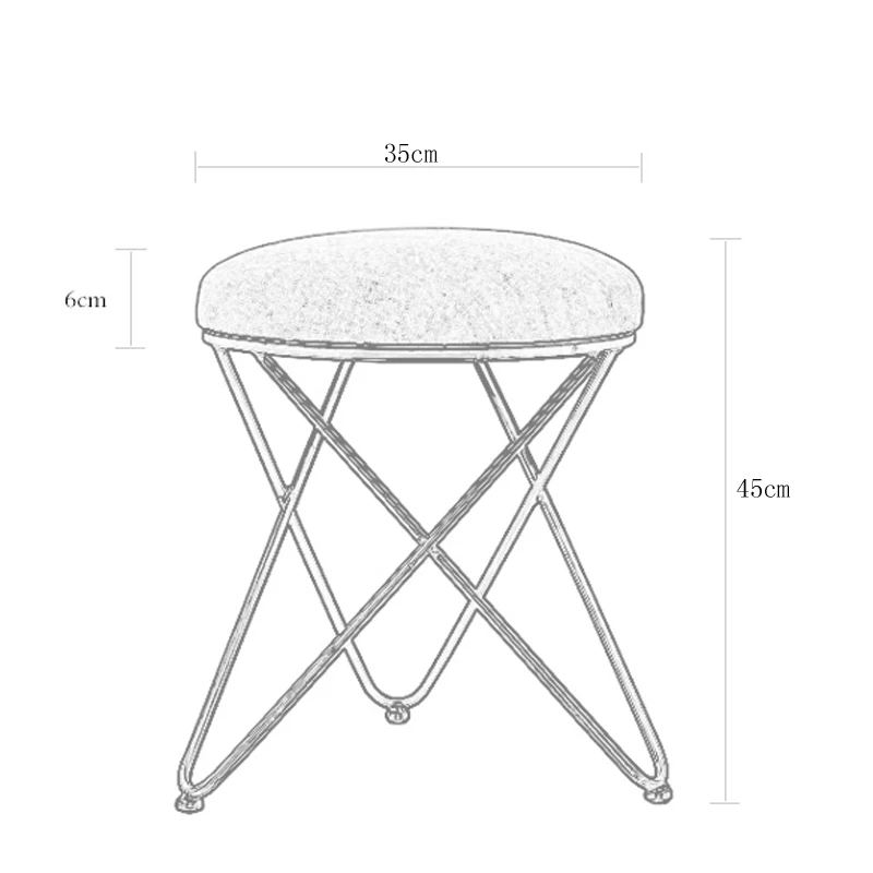 Скандинавский туалетный стул модный кованый из железа тканевый для смены обуви