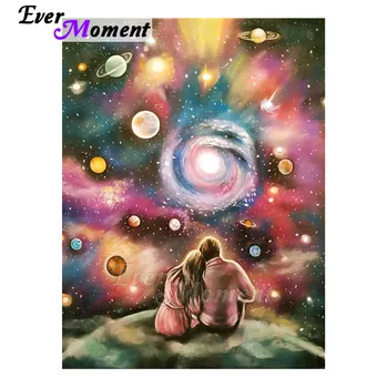 

Ever Moment Canvas Art Painting Love Space Beautiful Universe Planet Diamond Mosaic Embroidery Kits Poster Paintings 5L1170