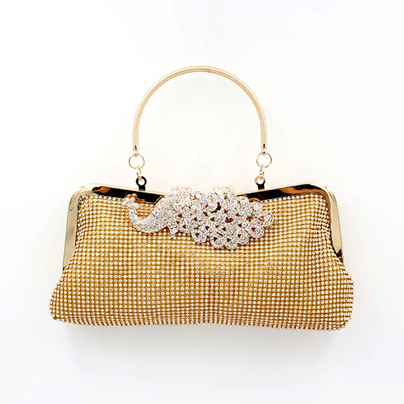 

New Style Diamond Set Adapter Tote Bag with Chain Evening Bag Entirely Handmade Man-made Diamond Evening Bag